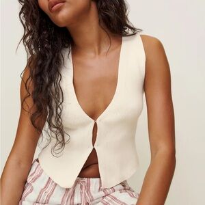 Reformation Cream Ribbed Crop Top
